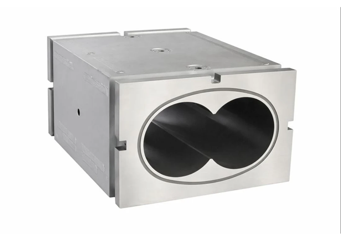 Barrels and cylinder components for twin-screw extruders
